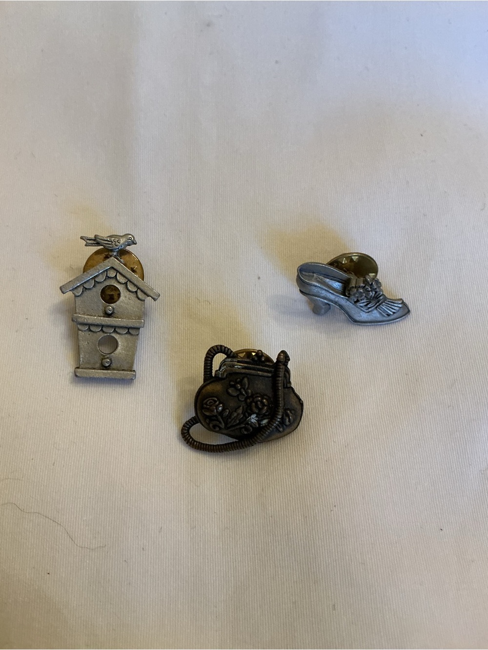 JJ Silver-Tone Decorative Pin Set - Birdhouse, Handbag & Shoe - Picture 1 of 5